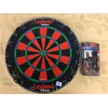 WINMAU PROFESSIONAL DART BOARD AUTOGRAPHED TO VERSO BY SIMON WHITLOCK WITH DARTS