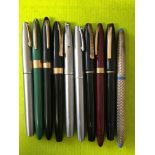 BAG OF TEN VARIOUS SHEAFFERS FOUNTAIN PENS