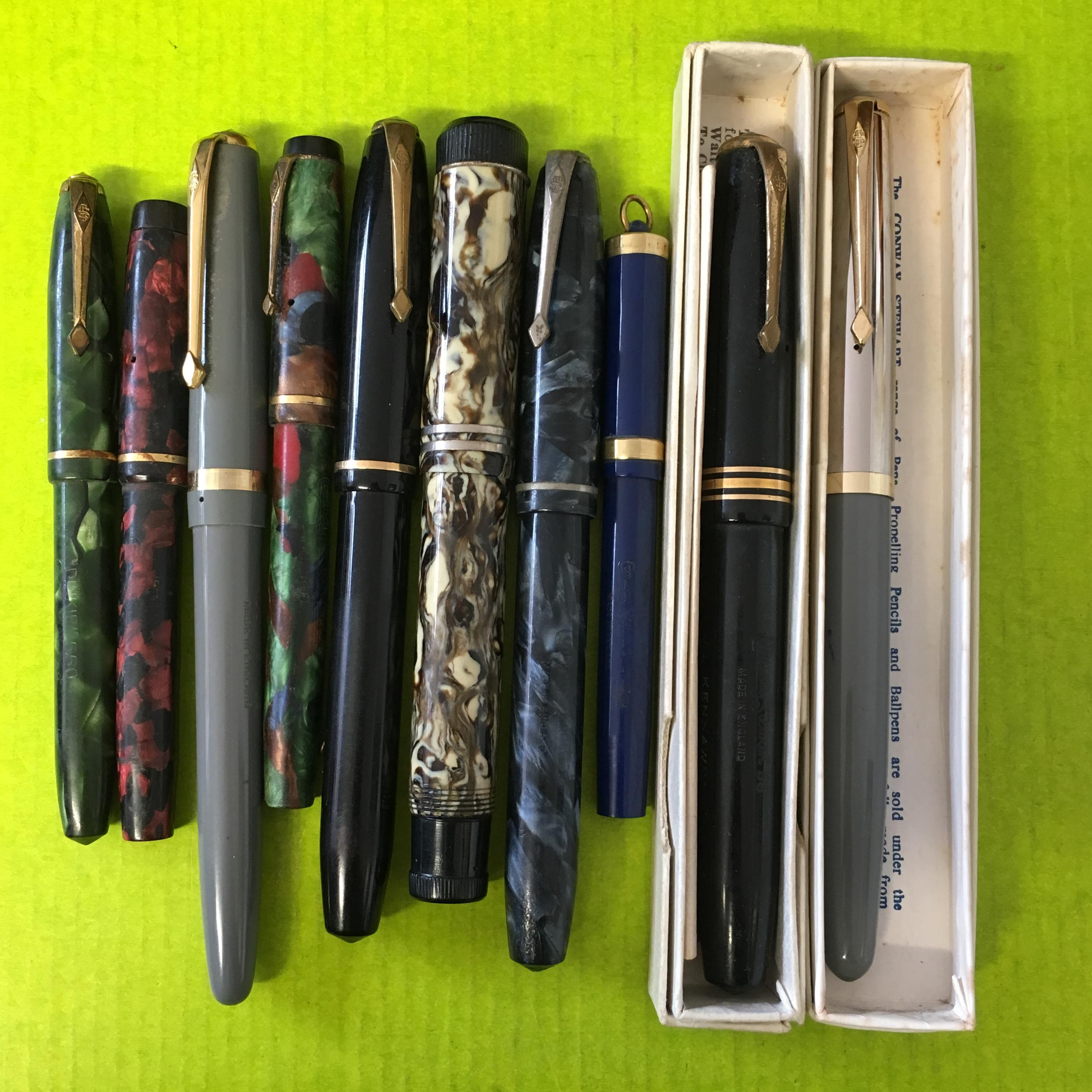 BAG OF TEN VARIOUS CONWAY STEWART FOUNTAIN PENS