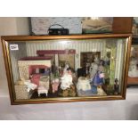 CASED INTERIOR SETTING OF A LATE VICTORIAN/EDWARDIAN FURNISHED BEDROOM INCLUDING FOUR POSTER BED