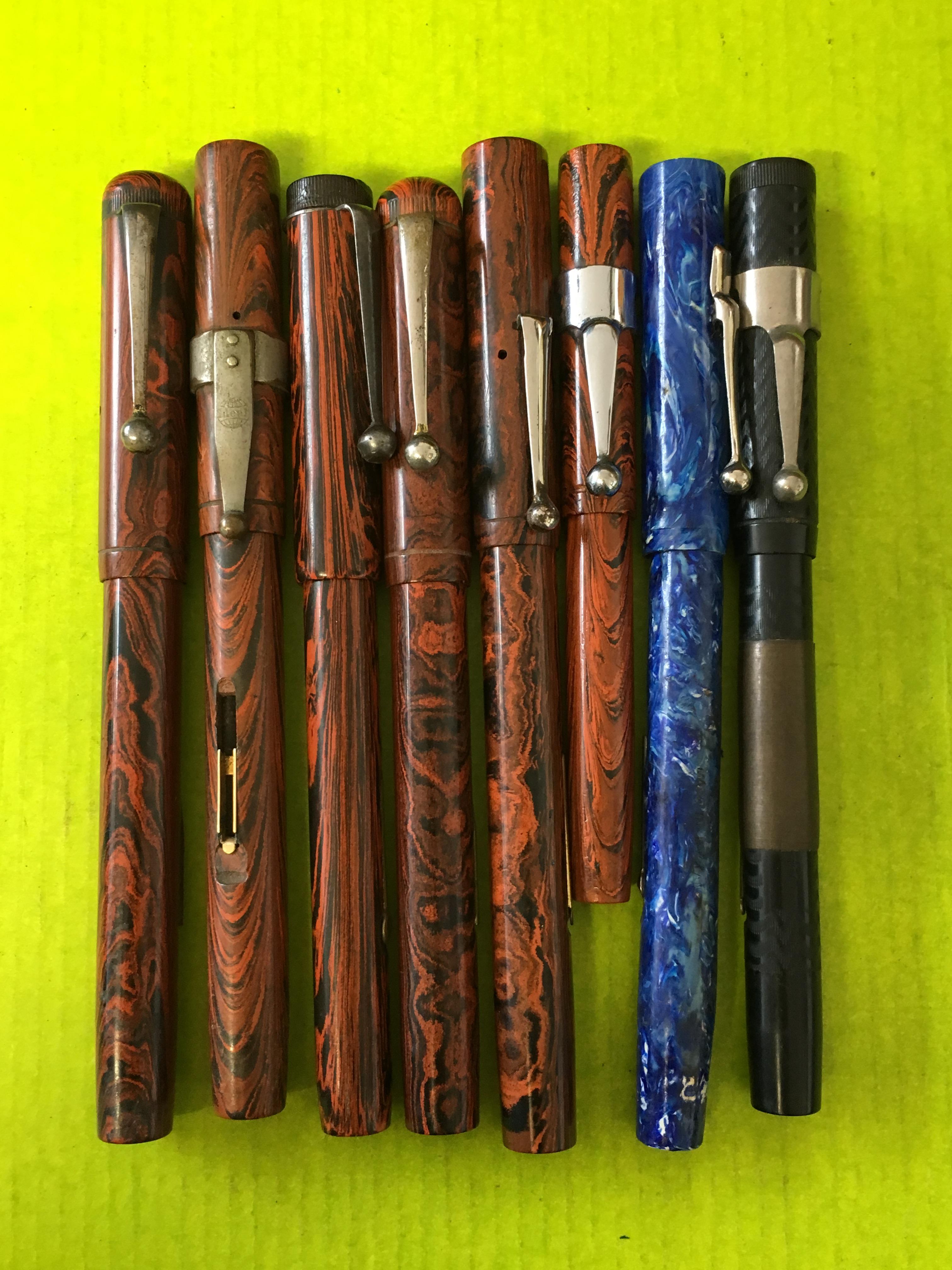 BAG OF EIGHT PARAMOUNT AND WATERMANS FOUNTAIN PENS