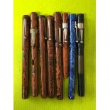 BAG OF EIGHT PARAMOUNT AND WATERMANS FOUNTAIN PENS