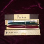 TWO BOXED VINTAGE PARKER PENS - DUO FOLD ,