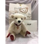 STEIFF NICHOLAS TEDDY BEAR WITH FABERGE EGG AROUND NECK AND EMBROIDERED PAW, LIMITED EDITION,