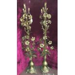 PAIR OF FRENCH STYLE BRASS CANDLES STANDS 122CM H APPROX