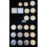 SEVENTEEN CHINESE SILVER PROOF 10 YUAN COINS AND 5 YUAN AND 3 YUAN COINS