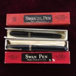 TWO BOXED SWAN MABIE TODD & CO FOUNTAIN PENS