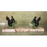 COLD PAINTED SQUIRREL AND MARBLE BASED PHOTOGRAPH FRAME 32CM WIDE