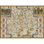 John Speede (1551-1629), SURREY DESCRIBED AND DIVIDED INTO HUNDREDS, sight 15.5 x 21.75 in — 39.4 x