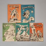 Five Anglo-American Comic Books, 1943-1944, 10.5 x 7.5 in — 26.7 x 19.1 cm