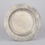 Irish Pewter Plate, William Ducross, Dublin, early 19th century, diameter 9.6 in — 24.3 cm