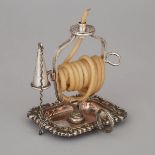 English Silver Plate Wax Jack, 18th century, height 5.5 in — 14 cm
