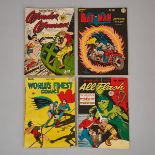 Four Superman DC Comic Books, 1943-1944, 10.25 x 7.25 in — 26 x 18.4 cm
