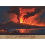 Neapolitan School Night View of the ‘Eruption of Vesuvius in 1794’, sight 4.3 x 6.1 in — 11 x 15.4 c