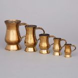 Five Scottish Graduated Brass Baluster Measures, 19th century, pint height 5.8 in — 14.8 cm (5 Piece