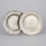 Pair of Irish Pewter Plates, James Nolan, Dublin, late 18th century, height 9.5 in — 24.1 cm