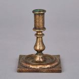 Spanish or Dutch Brass Candlestick, c.1690, height 5 in — 12.7 cm