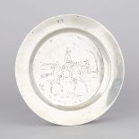 English Pewter Engraved Plate, William Cook, Bristol, c.1800