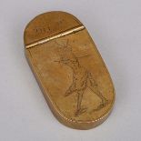 George III Brass “Old Q” Snuff Box, late 18th century, 0.7 x 2.2 x 4.1 in — 1.7 x 5.5 x 10.5 cm