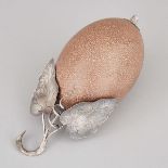 Australian Victorian Silver Mounted Emu Egg, 19th century, height 8.1" — 20.5 cm.