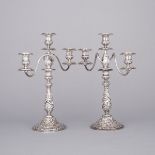 Pair of American Silver Three-Light Candelabra, Dominick & Haff for Shreve, Crump & Low of Boston