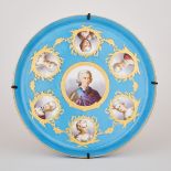 ‘Sèvres’ Bleu Céleste Ground Circular Tray, late 19th century