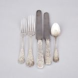 American Silver 'Japanese' Pattern Flatware Service, Tiffany & Co., New York, N.Y., late 19th C