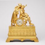 French Empire Gilt Bronze Figural Mantel Clock, early 19th century