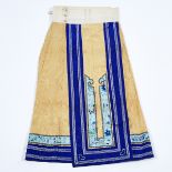 A Yellow and Blue Silk Embroidered Pleated Skirt, 19th Century