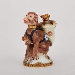 Chelsea Monkey with Basket Double Scent Bottle, c.1755