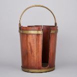 George III Brass Bound Mahogany Plate Bucket, c.1780, height 17 in — 43.2 cm