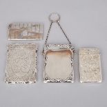 Four Victorian and Edwardian Silver Card Cases, c.1856-1913, largest height 3.9 in — 9.8 cm (4 Piece