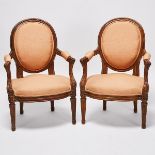 Pair of French Provincial Children’s Walnut Fauteuils, 19th century, 29.5 x 20.5 x 15.75 in — 74.9 x