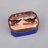 Bilston Enamel Snuff Box, early 19th century, 1.13 x 2 x 1.5 in — 2.9 x 5.1 x 3.8 cm