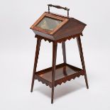 Victorian Satinwood Strung and Rosewood Glazed Work Box on Stand, late 19th century, 31.75 x 16.75 x