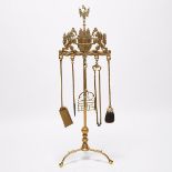 Tall Renaissance Revival Brass Fire Tool Stand, early 20th century, height 53.75 in — 136.5 cm