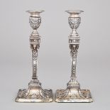 Pair of Late Victorian Silver Table Candlesticks, William Hutton & Sons, London, 1900, height 12.2 i