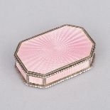 Austrian Silver and Pink Guilloche Enamel Octagonal Box, early 20th century, length 2 in — 5 cm