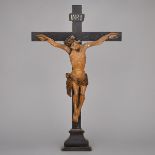 Eastern European Carved and Polychromed Crucifix, 19th/early 20th century, height 31 in — 78.7 cm