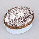 Bilston Enamel Patch Box, c.1790, .9 x 1.55 x 1.3 in — 2.3 x 3.9 x 3.3 cm