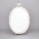 Austro-Hungarian Silver Mounted Large Oval Dressing Table Mirror, late 19th century, height 29.9 in