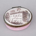 Battersea Enamel Patch Box, c.1790, 1 x 1.8 x 1.5 in — 2.4 x 4.6 x 3.8 cm