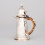 English Silver Queen Anne Style Hot Milk Pot, William Comyns, London, 1911, height 8.7 in — 22.2 cm