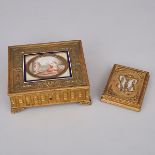 French Ormolu Jewellery Casket and Travelling Picture Case, early 20th century, 2.5 x 7 x 6.1 in — 6