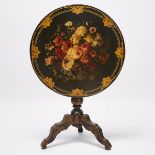 Victorian Painted Tilt Top Table, mid 19th century, 27.5 x 26.5 in — 69.9 x 67.3 cm