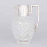 Late Victorian Silver Mounted Cut Glass Claret Jug, John Grinsell & Sons, London, 1897, height 7.4"