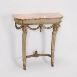 Neoclassical Italian Carved and Painted Console Table, early 20th century, 35.25 x 31.75 x 13.75 in