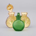 Late Victorian Silver Cased Green Glass Perfume Bottle, William Neale, Chester, 1900, height 2.8 in