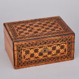 Tunbridge Ware Box and a Small Inlaid Mahogany Drawer on Stand, early 20th century, 8 x 11.25 x 7.5