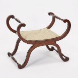 French Empire Mahogany Curele Stool, early 19th century, 20 x 24.5 x 16.25 in — 50.8 x 62.2 x 41.3 c